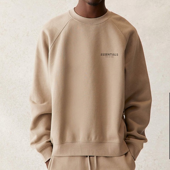 Essentials tan crew neck sweatshirt Clearance